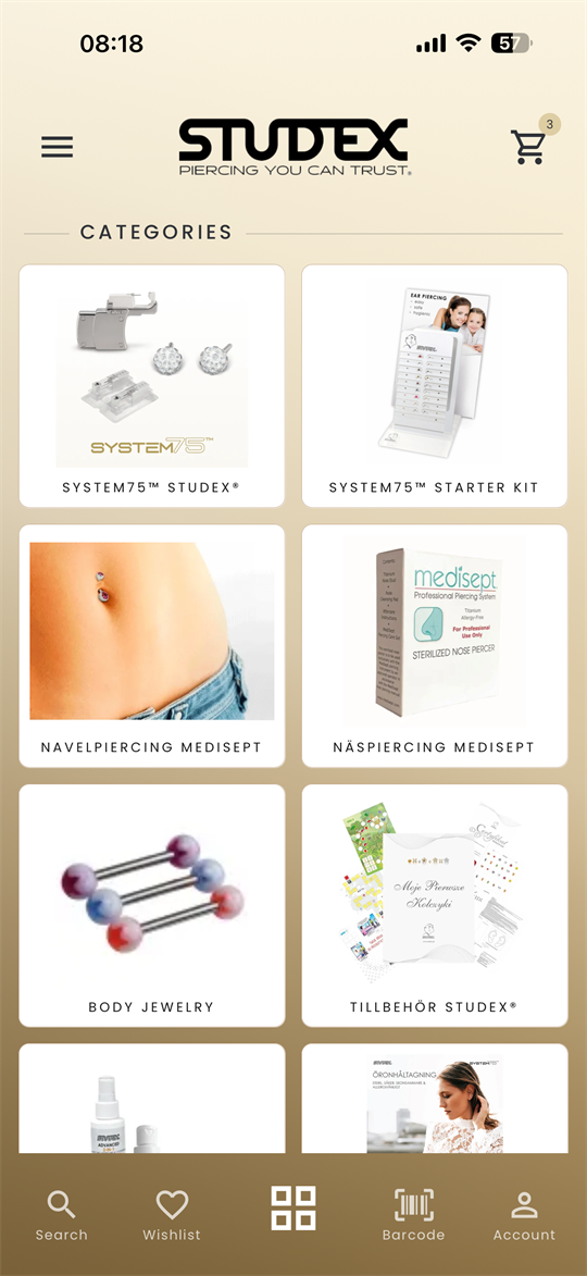 STUDEX product categories dashboard